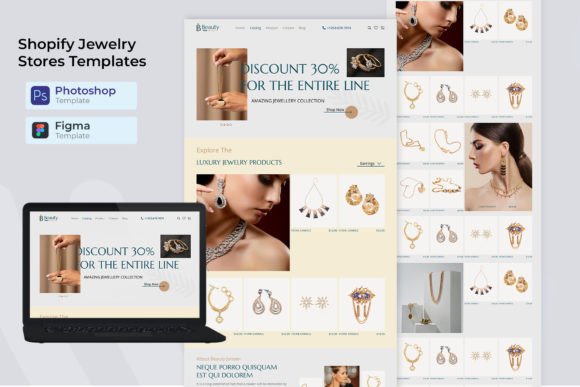 Shopify Jewelry E-commerce Website PSD & Figma preview