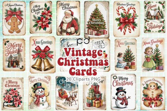 Vintage Christmas Cards Graphics preview